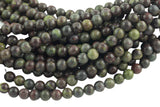 LARGE-HOLE beads!!! 8mm or 10mm Smooth-finished round. 2mm hole. 7-8" strands. Bloodstone Big Hole Beads
