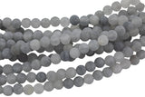 LARGE-HOLE beads!!! 8mm or 10mm Matte -finished round. 2mm hole. 7-8" strands. Cloudy Gray Quartz Big Hole Beads