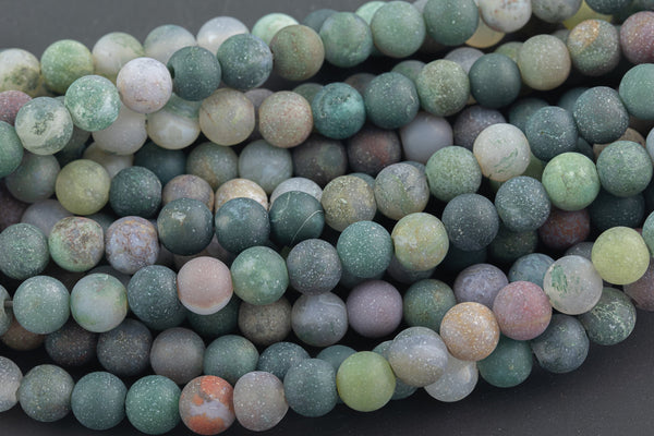 LARGE-HOLE beads!!! 8mm or 10mm Matte-finished round. 2mm hole. 7-8" strands. Fancy Agate. Big Hole Beads