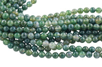 Natural Moss Grass Agate Beads Grade AAA Round- 4mm, 6mm, 8mm, 10mm, 12mm- Full 15.5 Inch Strand AAA Quality Smooth Gemstone Beads