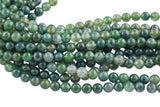 Natural Moss Grass Agate Beads Grade AAA Round- 4mm, 6mm, 8mm, 10mm, 12mm- Full 15.5 Inch Strand AAA Quality Smooth Gemstone Beads
