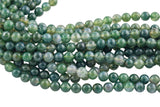 Natural Moss Grass Agate Beads Grade AAA Round- 4mm, 6mm, 8mm, 10mm, 12mm- Full 15.5 Inch Strand AAA Quality Smooth Gemstone Beads