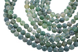 AAA Natural Matte Green Moss Agate Round Beads 4mm Round Beads 6mm Round Beads 8mm Round Beads Green Gemstone Spheres 15.5" Strand