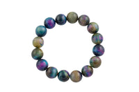 Rainbow Tiger Eye Bracelet Smooth Round Size 10mm and 12mm- Handmade In USA- approx. 7-7.5" Bracelet Crystal Bracelet- LGS