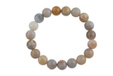 Natural Opalized Pale Bamboo Agate Smooth Round Size 10mm and 12mm- Handmade In USA- approx. 7-7.5" Bracelet Crystal Bracelet- LGS