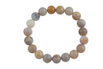 Natural Opalized Pale Bamboo Agate Smooth Round Size 10mm and 12mm- Handmade In USA- approx. 7-7.5" Bracelet Crystal Bracelet- LGS