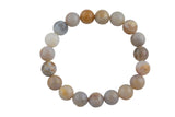 Natural Opalized Pale Bamboo Agate Smooth Round Size 10mm and 12mm- Handmade In USA- approx. 7-7.5" Bracelet Crystal Bracelet- LGS