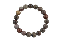 Natural Petrified Wood Faceted Round Size 10mm and 12mm- Handmade In USA- approx. 7-7.5" Bracelet Crystal Bracelet- LGS