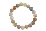 Natural Opalized Pale Bamboo Agate Faceted Round Size 10mm and 12mm- Handmade In USA- approx. 7-7.5" Bracelet Crystal Bracelet- LGS