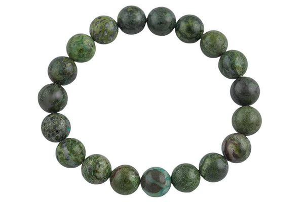 Natural Green Caldrite Smooth Round Size 6mm and 8mm- Handmade In USA- approx. 7" Bracelet Crystal Bracelet