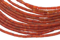 Natural Carnelian beads tube tubular beads 15.5" 4x8mm