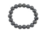 Gunmetal Lava Bracelet Round Size 10mm and 12mm - Handmade In USA Natural Gemstone Crystal Bracelets - Handmade Jewelry - approx. 7.5"- LGS