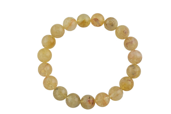 Natural Citrine- Bracelet Smooth Round Size 10mm and 12mm- Handmade In USA- approx. 7”-7.5" Bracelet Crystal Bracelet- LGS