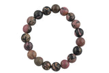 Rhodonite Bracelet Round Size 6mm and 8mm Handmade In USA Natural Gemstone Crystal Bracelets - Handmade Jewelry - approx. 7"