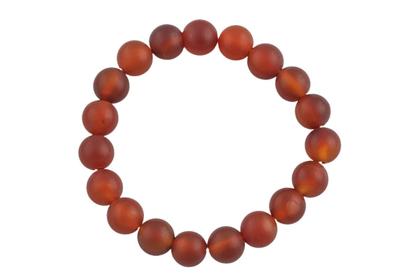 Carnelian Matte Round Size 10mm and 12mm- Handmade In USA- approx. 7-7.5" Bracelet Crystal Bracelet- LGS