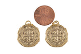 ShipWreck Catholic Spanish Coin - Same front and back- Forge Pressed Style Metal - Vermeil Plating-Tarnish Resistant-Real Gold plating- 2 pc