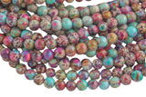Purple AFRICAN Sea Sediment Jasper smooth round sizes, 4mm, 6mm, 8mm, 10mm, 12mm- Full 15.5 Inch Strand- Wholesale Price Smooth