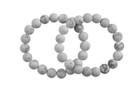 White Howlite- BRACELETS NATURAL Gemstone 8mm Matte Stackable Round Gemstone Jade Bracelets - Handmade - WHOLESALE - 8mm 7” - 7.5" Bracelet