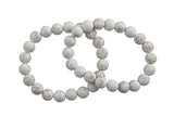 Natural White Turquoise Matte Round Size 6mm and 8mm- Handmade In USA- approx. 7" Bracelet Crystal Bracelet- LGS