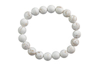 Natural White Turquoise Matte Round Size 6mm and 8mm- Handmade In USA- approx. 7" Bracelet Crystal Bracelet- LGS