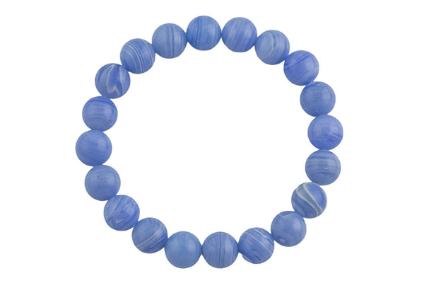 Blue Laced Agate Reconstituted Round Size 6mm and 8mm- Handmade In USA- approx. 7" Bracelet Crystal Bracelet