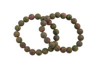 Unakite Matte Round Size 6mm and 8mm- Handmade In USA- approx. 7" Bracelet Crystal Bracelet