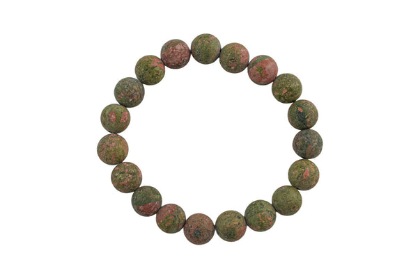 Unakite Matte Round Size 6mm and 8mm- Handmade In USA- approx. 7" Bracelet Crystal Bracelet