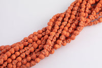 Orange Howlite Turquoise Skull Beads 6mm 6x8mm 15.5" Strand