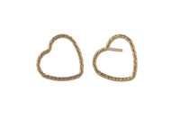 Gold Filled Sparkly Wire Heart Earring Stud- 14/20 Gold Filled- USA Product- 10mm Stud