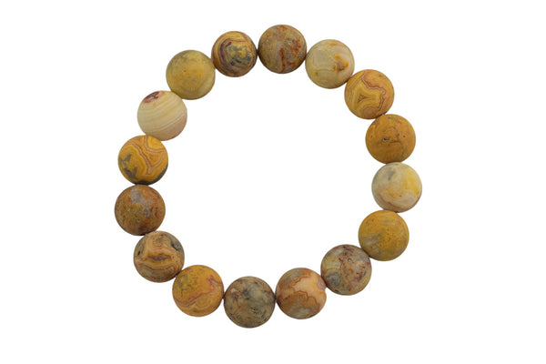 Mexican Crazy Laced Agate Matte Round Size 6mm and 8mm- Handmade In USA- approx. 7" Bracelet Crystal Bracelet