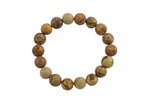 Picture Jasper Bracelet Round Size 6mm and 8mm Handmade In USA Natural Gemstone Crystal Bracelets - Handmade Jewelry - approx. 7"