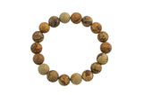 Picture Jasper Bracelet Round Size 6mm and 8mm Handmade In USA Natural Gemstone Crystal Bracelets - Handmade Jewelry - approx. 7"