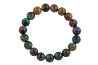 Rainbow Tiger Eye Bracelet Smooth Round Size 10mm and 12mm- Handmade In USA- approx. 7-7.5" Bracelet Crystal Bracelet- LGS