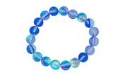 Blue Mystic Aura Quartz Bracelet Round Size 6mm and 8mm- Handmade In USA Natural Gemstone Crystal Bracelets - Handmade Jewelry - approx. 7"