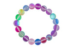 Multi Mystic Aura Quartz Matte Bracelet Matte Round Size 8mm 10mm 7-7.5" Length Bracelet Crystal Bracelet