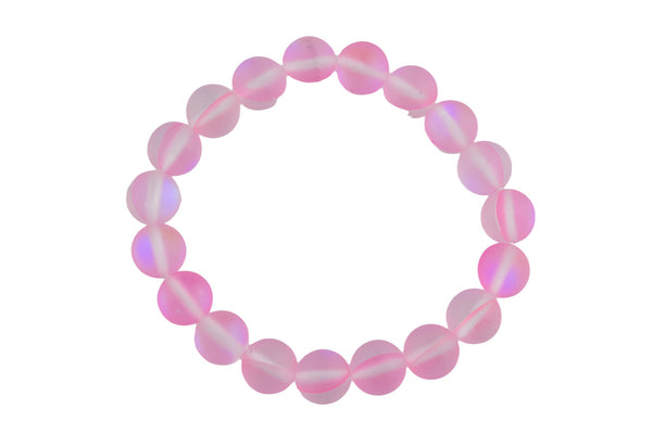 Mystic Aura Quartz Bracelet Matte Round Size 6mm and 8mm - Handmade In USA - Gemstone Crystal Bracelets - Handmade Jewelry - approx. 7"