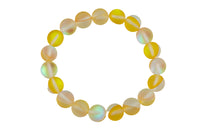 Yellow Mystic Aura Quartz Bracelet Round Size 6mm and 8mm- Handmade In USA Natural Gemstone Bracelets - Handmade Jewelry - approx. 7"