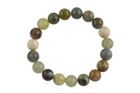 Natural Flower Jade- Bracelet Smooth Round Size 10mm and 12mm- Handmade In USA- approx. 7-7.5" Bracelet Crystal Bracelet- LGS