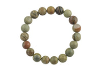 Silver Leaf Jasper Smooth Round Size 10mm and 12mm- Handmade In USA- approx. 7-7.5" Bracelet Crystal Bracelet- LGS