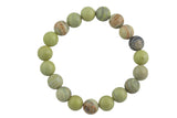 Lime Silver Leaf Jasper Smooth Round Size 10mm and 12mm- Handmade In USA- approx. 7-7.5" Bracelet Crystal Bracelet- LGS