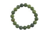 Green Jade Smooth Round Size 10mm and 12mm- Handmade In USA- approx. 7-7.5" Bracelet Crystal Bracelet- LGS