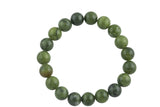 Green Jade Smooth Round Size 10mm and 12mm- Handmade In USA- approx. 7-7.5" Bracelet Crystal Bracelet- LGS