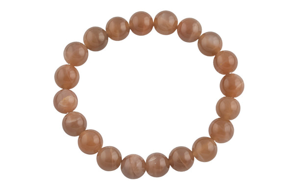 Pinkish Moonstone Smooth Round Size 6mm and 8mm Handmade In USA Natural Gemstone Crystal Bracelets Handmade Jewelry - approx. 7"