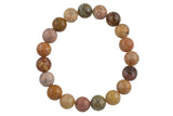 Natural Saddle Jasper Smooth Round Size 10mm and 12mm- Handmade In USA- approx. 7-7.5" Bracelet Crystal Bracelet- LGS