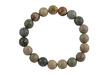 Natural Petrified Wood Faceted Round Size 10mm and 12mm- Handmade In USA- approx. 7-7.5" Bracelet Crystal Bracelet- LGS