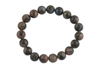 Opal Black Wood Smooth Round Size 10mm and 12mm- Handmade In USA- approx. 7-7.5" Bracelet Crystal Bracelet- LGS