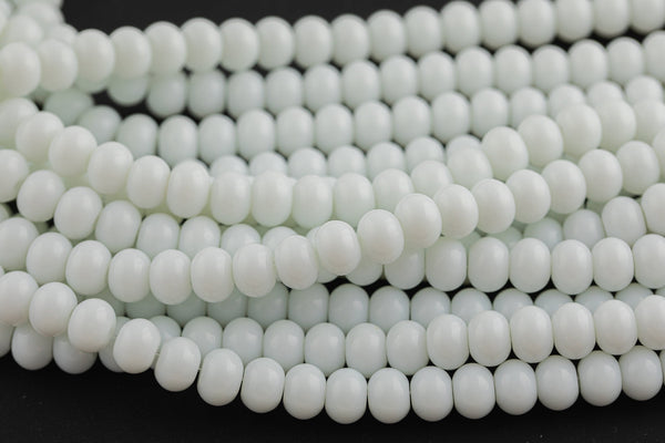 7x10mm Crystal Smooth Roundel 1 or 2 or 5 or 10 STRANDS- 16 Inch Strand- White