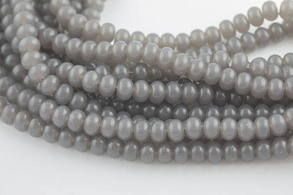 7x10mm Crystal Smooth Roundel 1 or 2 or 5 or 10 STRANDS- 16 Inch Strand- Gray