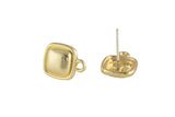 18kt Gold Earring Sterling Stud Finding - Square- 10mm