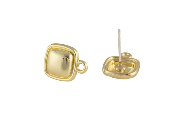 18kt Gold Earring Sterling Stud Finding - Square- 10mm
